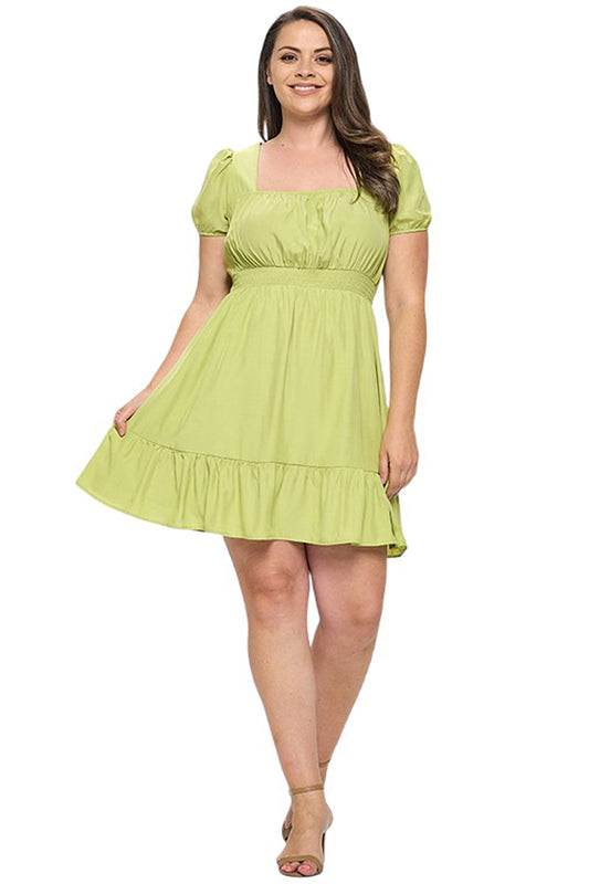 Square Neck A-Line Mini Dress Plus Size Pastel by Vivienne Square Neck A-Line Mini Dress Plus Size Pastel by Vivienne