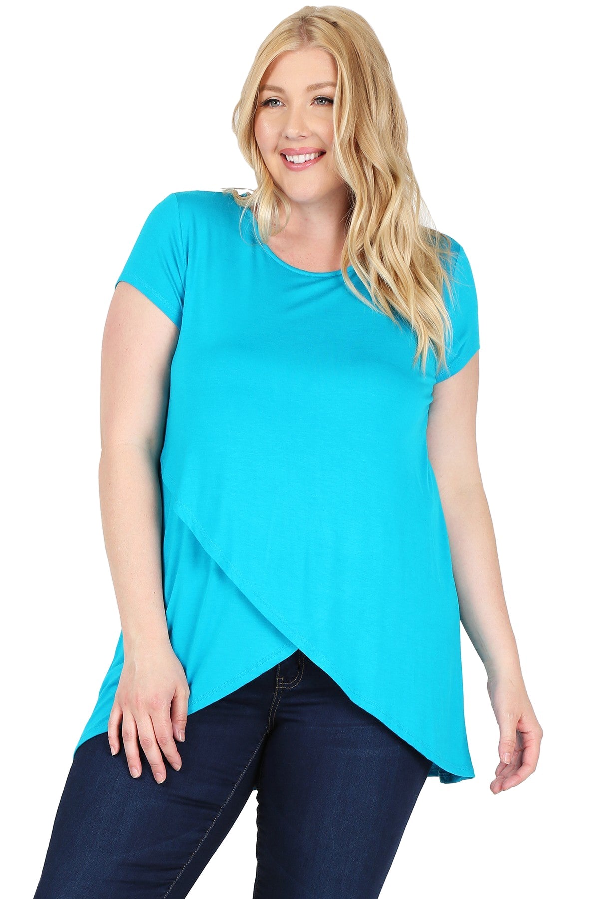 Short Sleeve Tulip Hem Top Plus Size