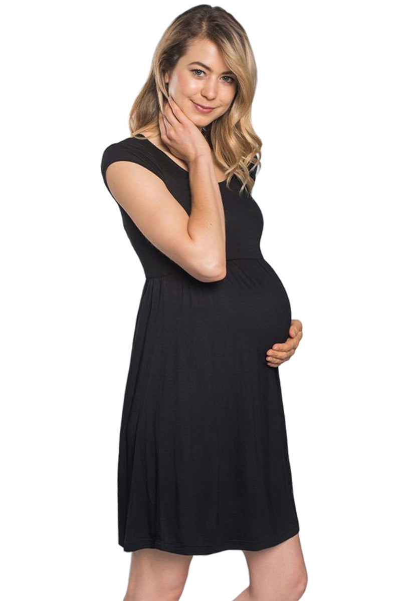 Solid Empire Waist Maternity Dress