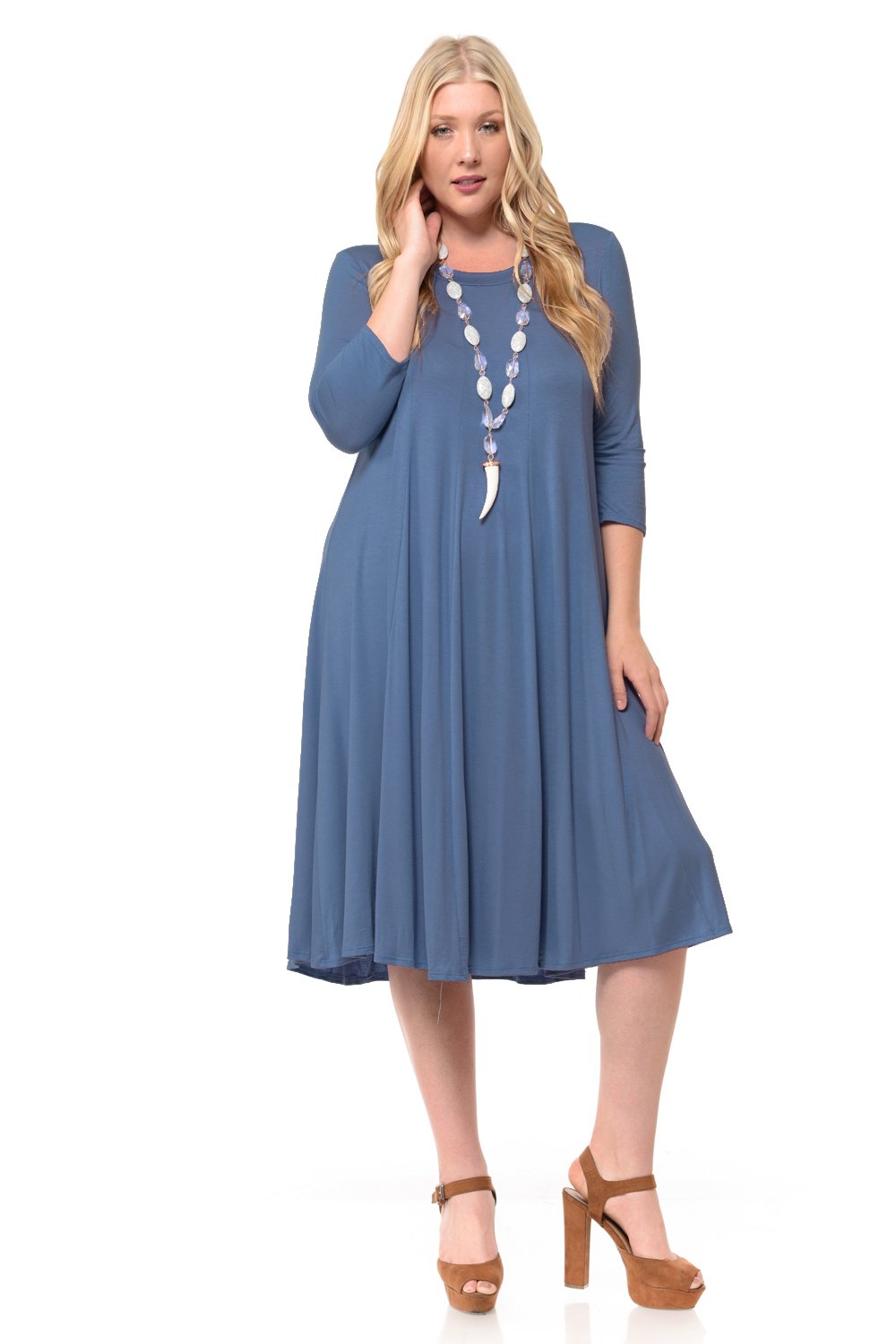 A-Line Trapeze Midi Dress Plus Size