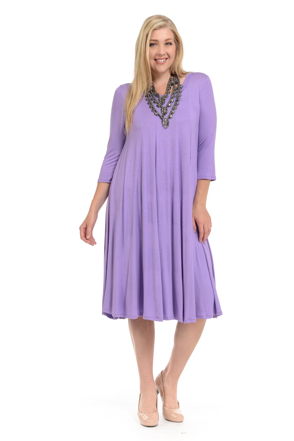 A-Line Trapeze Midi Dress Plus Size