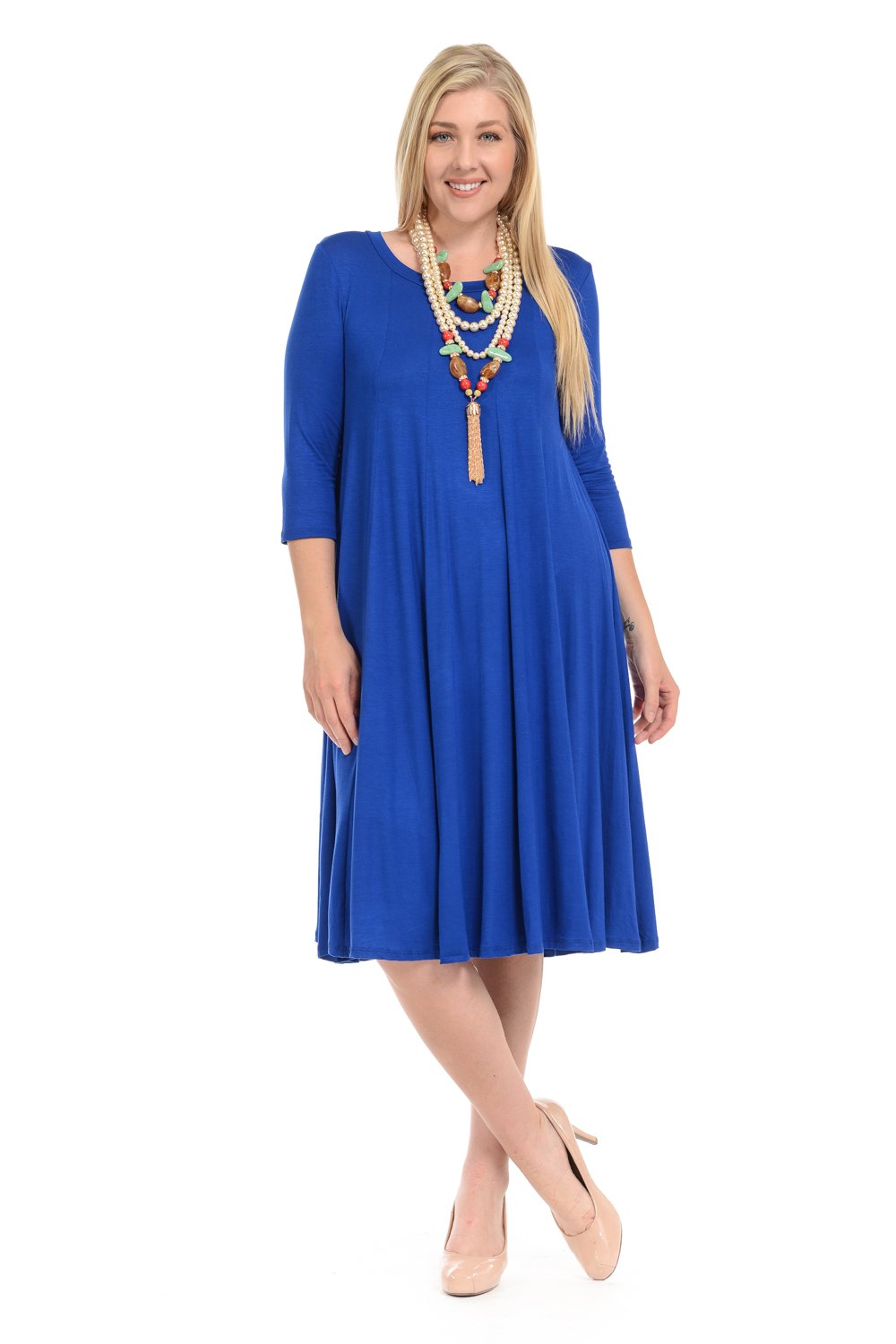 A-Line Trapeze Midi Dress Plus Size