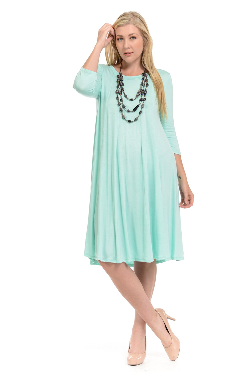 A-Line Trapeze Midi Dress Plus Size