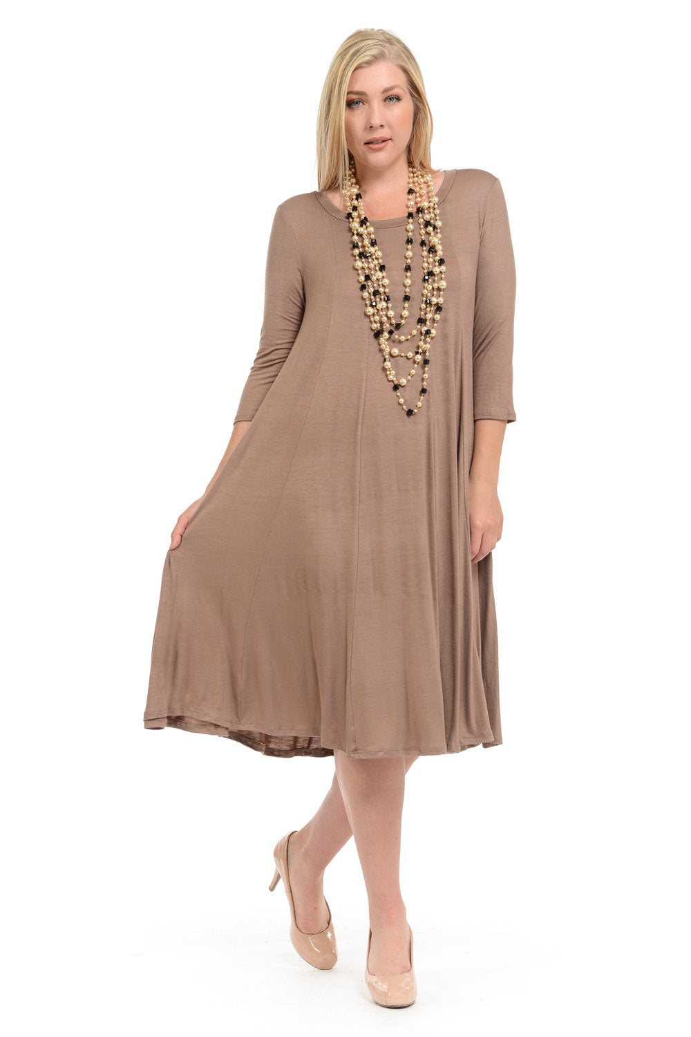 A-Line Trapeze Midi Dress Plus Size