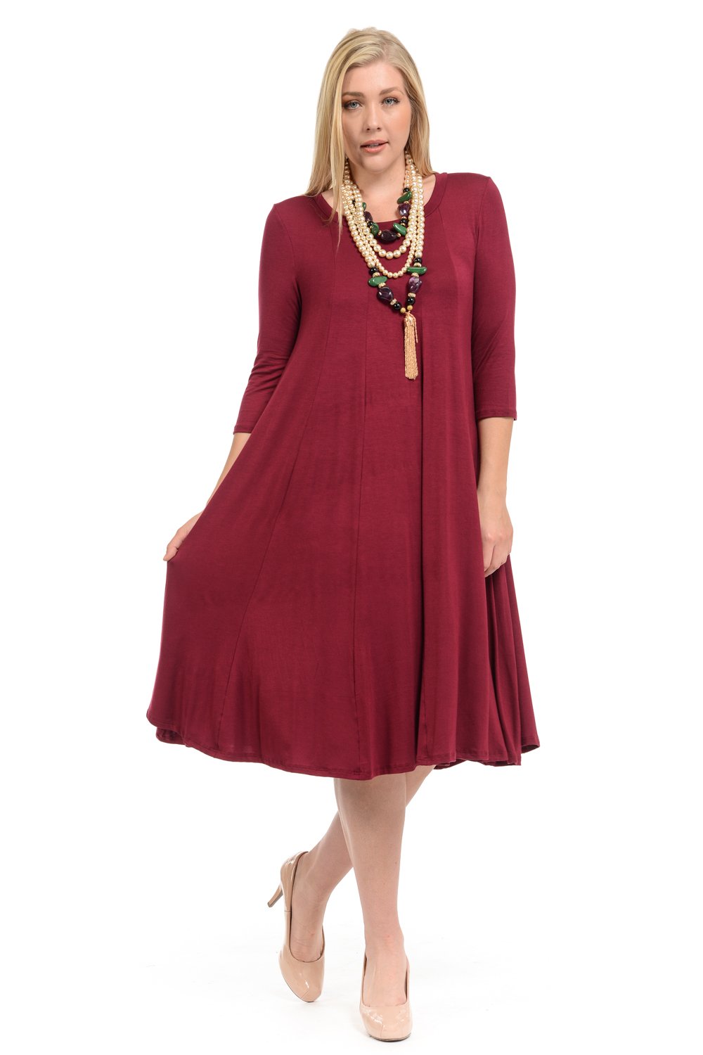 A-Line Trapeze Midi Dress Plus Size