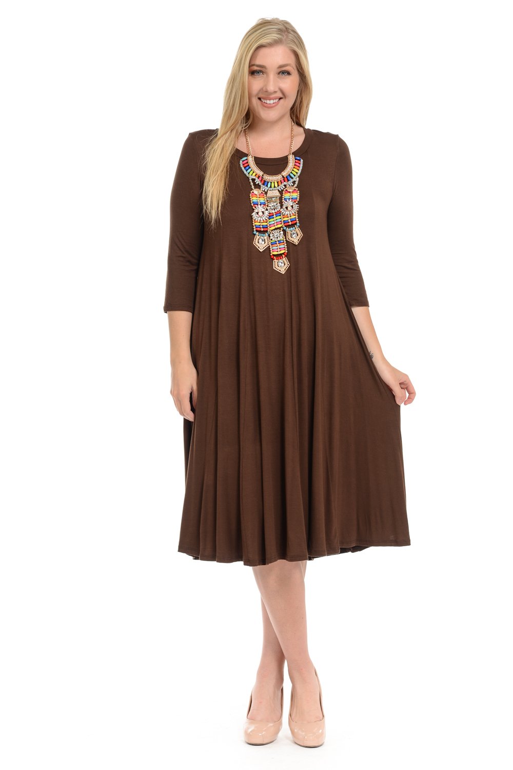 A-Line Trapeze Midi Dress Plus Size