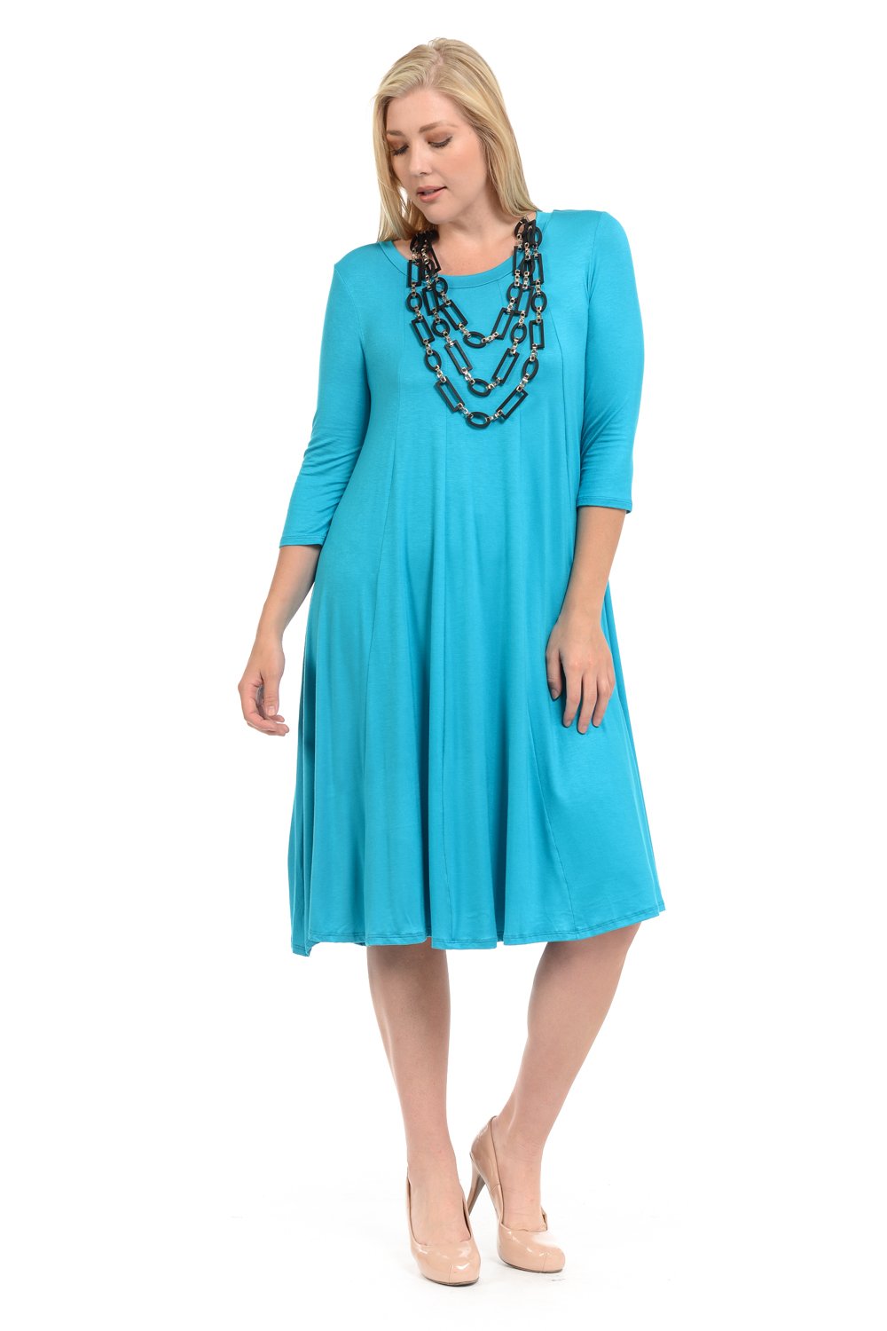 A-Line Trapeze Midi Dress Plus Size