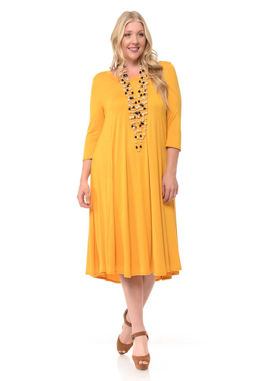 A-Line Trapeze Midi Dress Plus Size