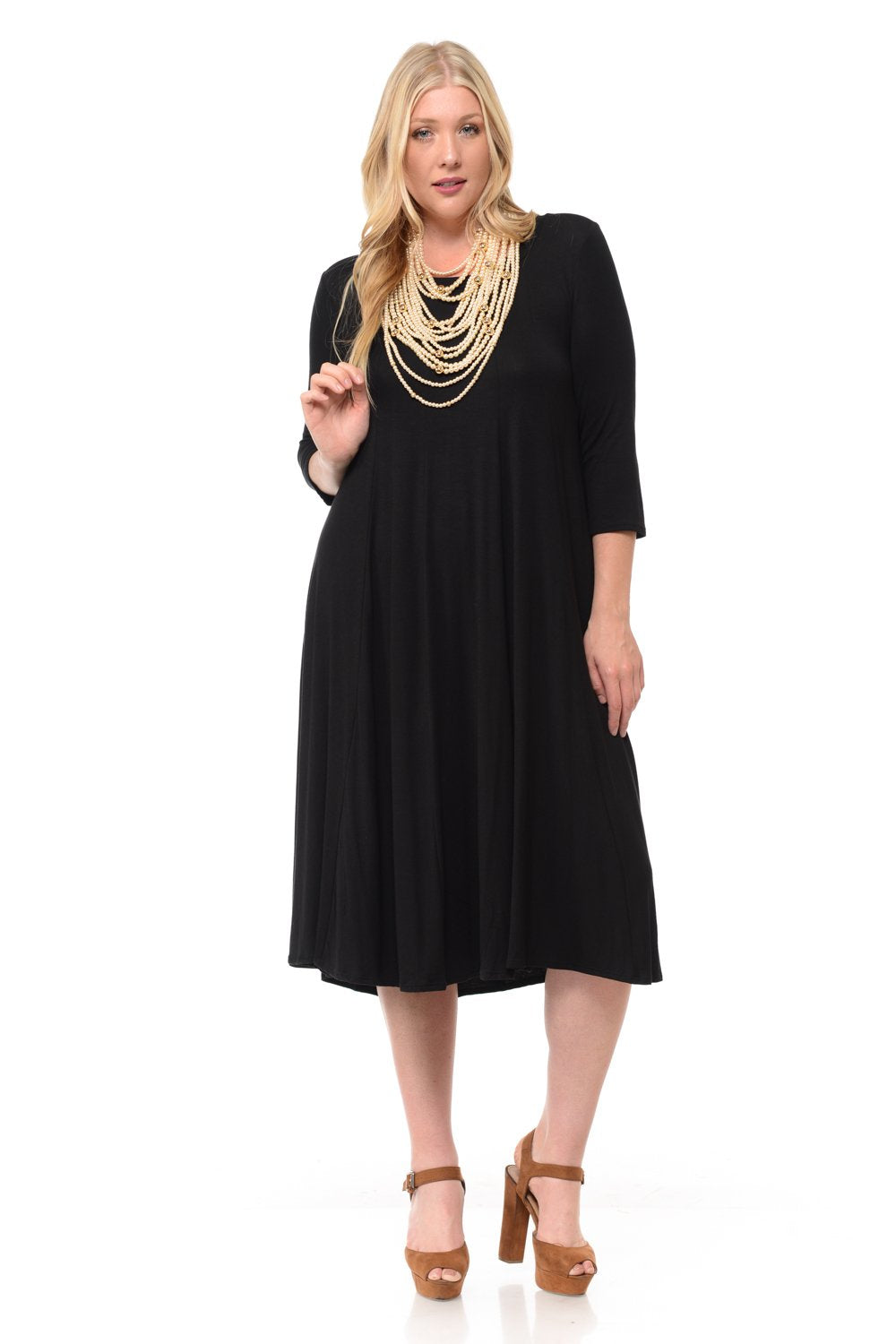 A-Line Trapeze Midi Dress Plus Size