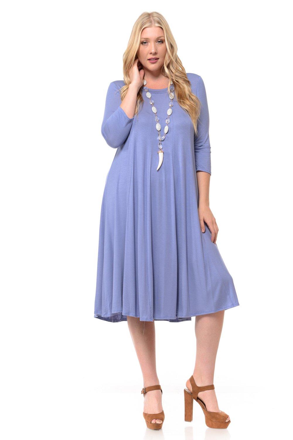 A-Line Trapeze Midi Dress Plus Size