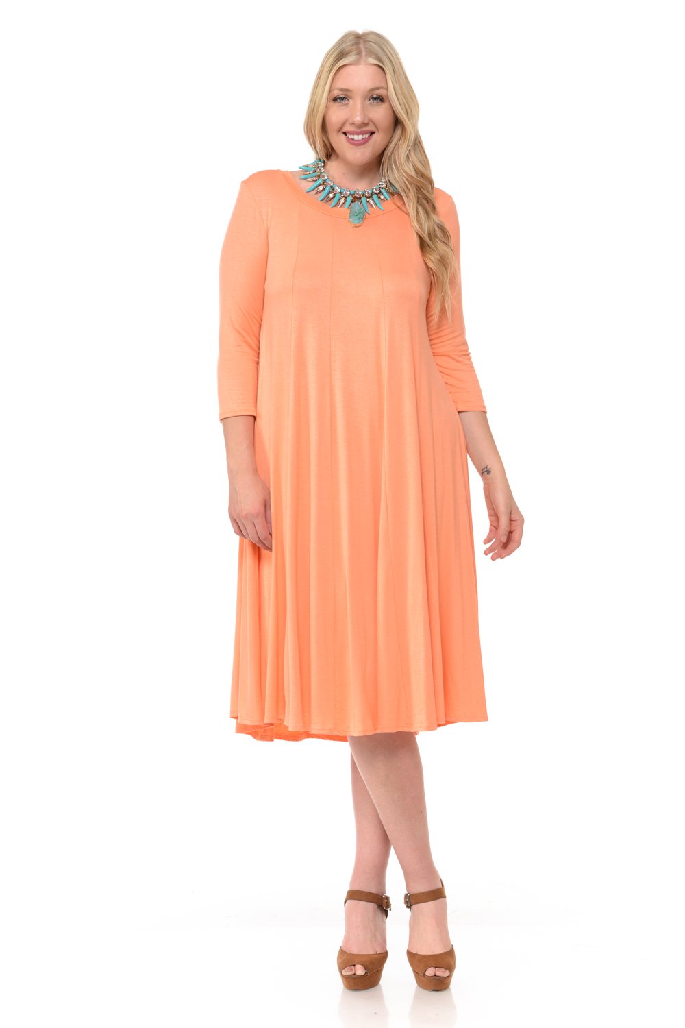 A-Line Trapeze Midi Dress Plus Size