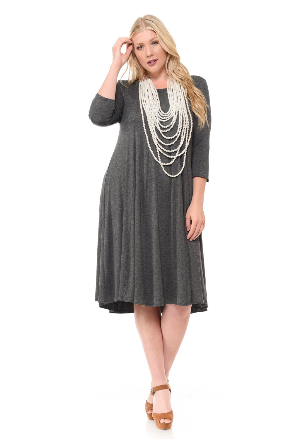 A-Line Trapeze Midi Dress Plus Size