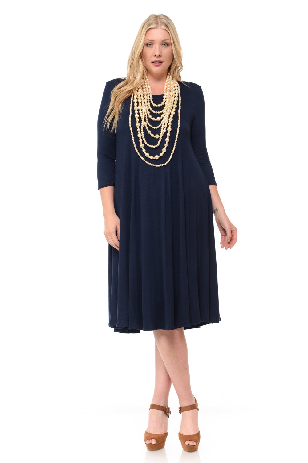 A-Line Trapeze Midi Dress Plus Size