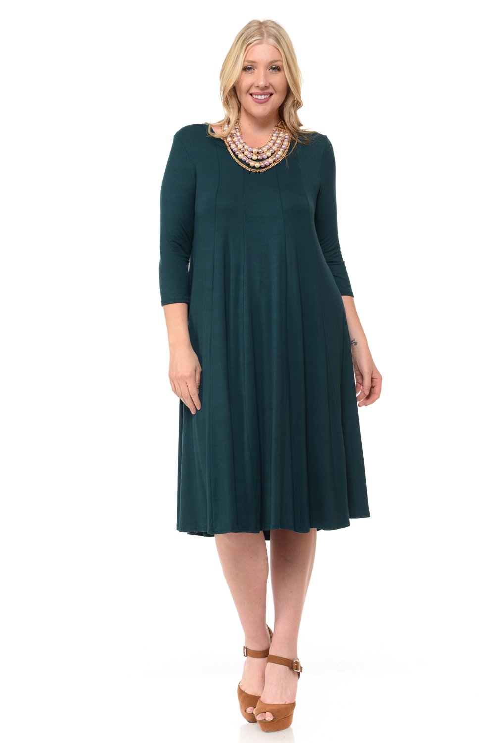 A-Line Trapeze Midi Dress Plus Size