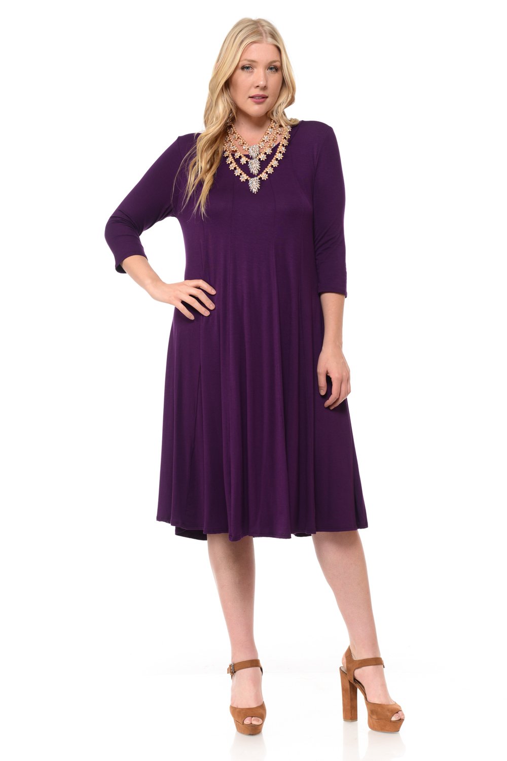 A-Line Trapeze Midi Dress Plus Size