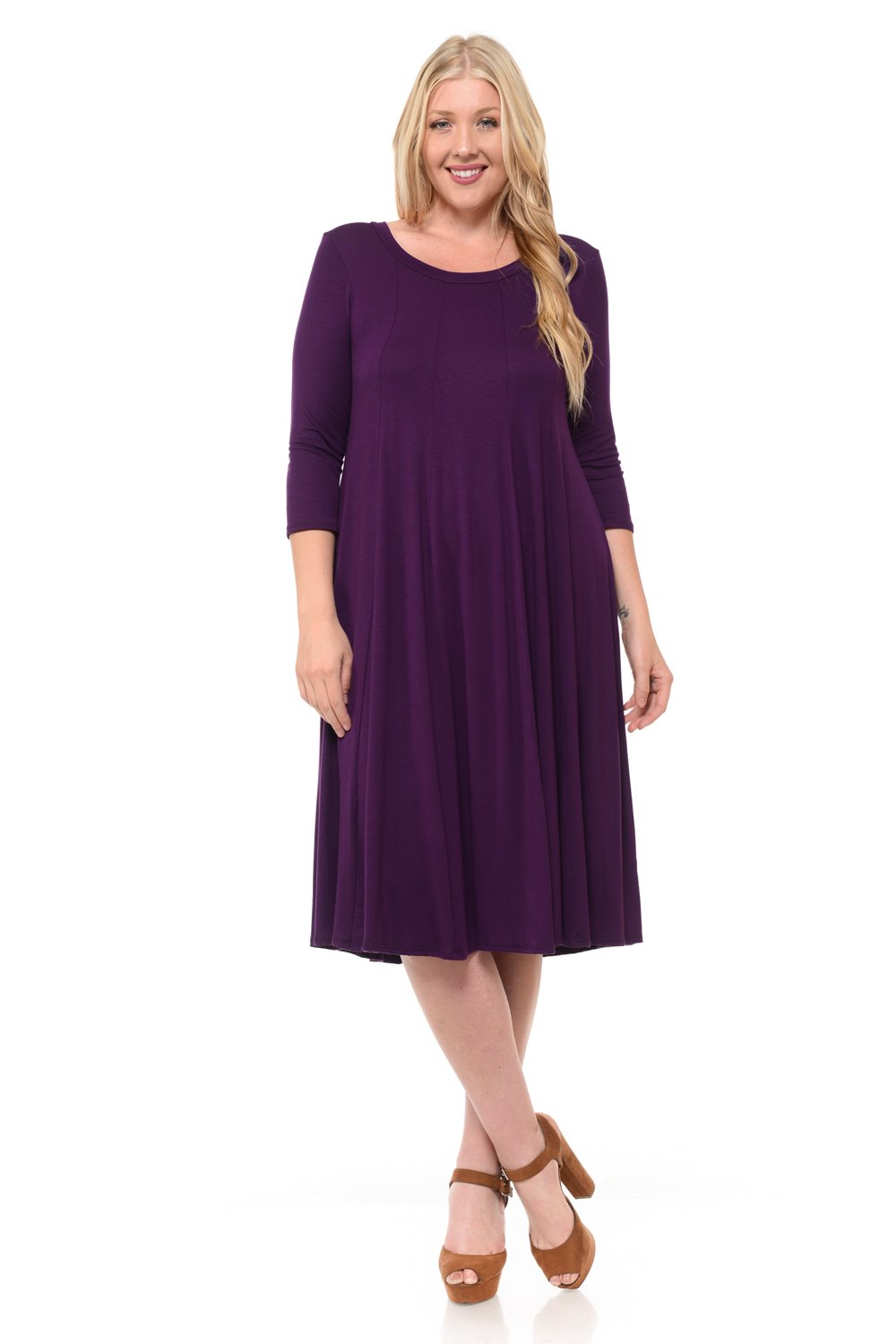 A-Line Trapeze Midi Dress Plus Size