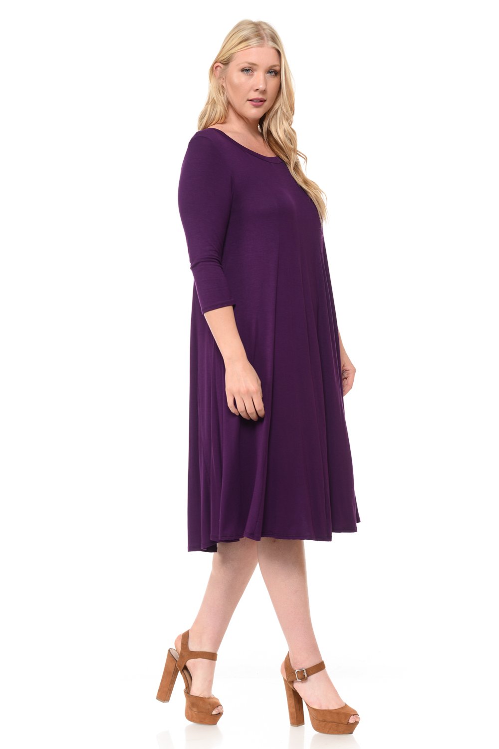 A-Line Trapeze Midi Dress Plus Size