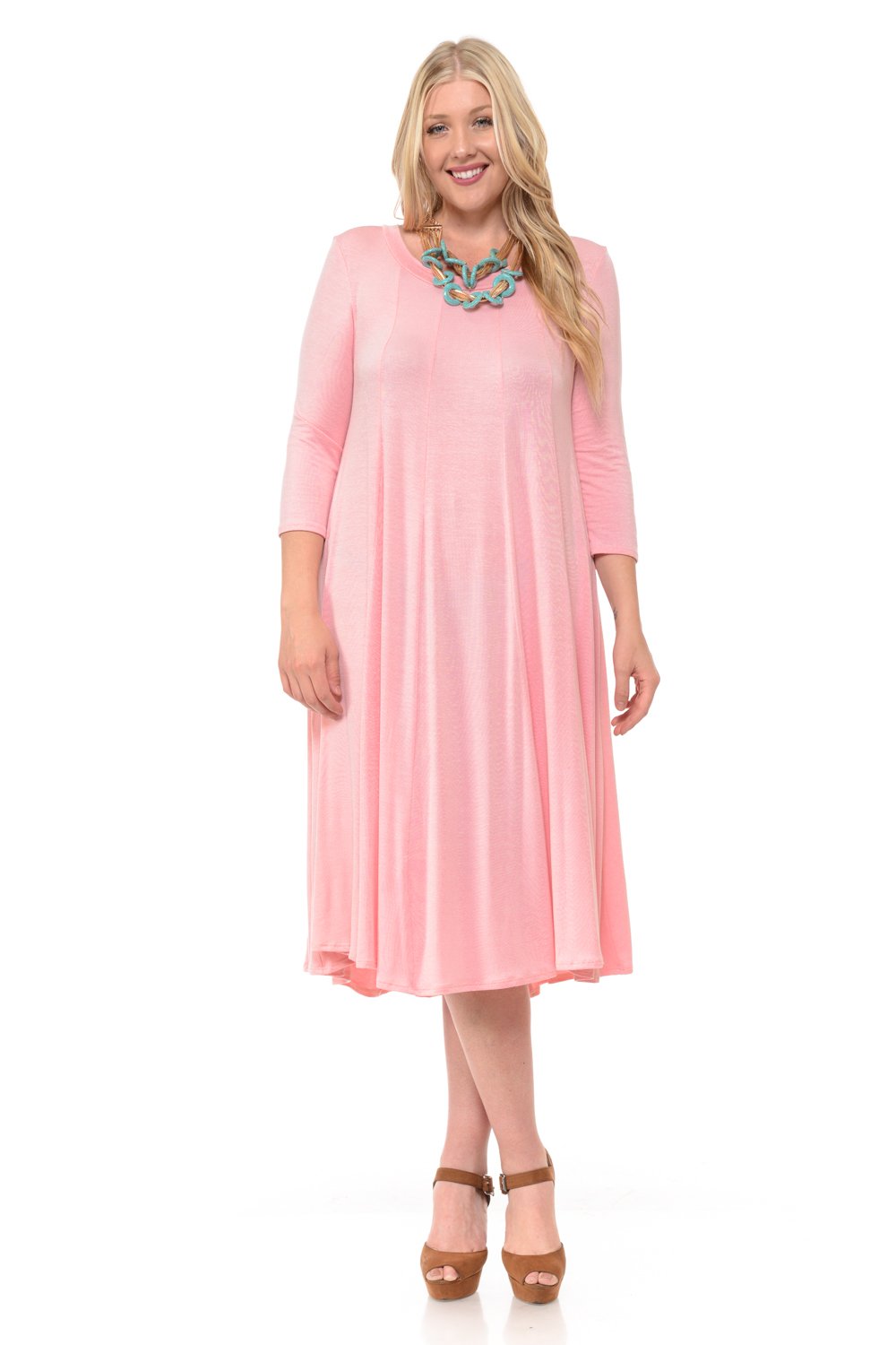 A-Line Trapeze Midi Dress Plus Size