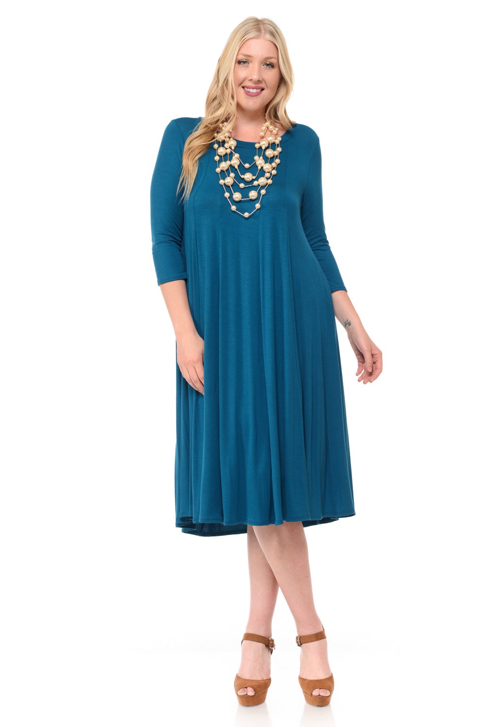 A-Line Trapeze Midi Dress Plus Size