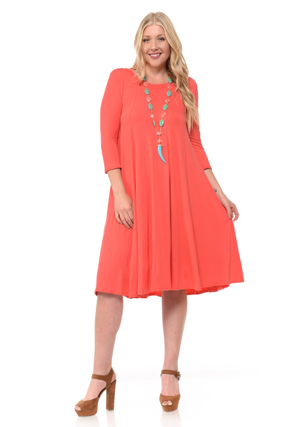 A-Line Trapeze Midi Dress Plus Size