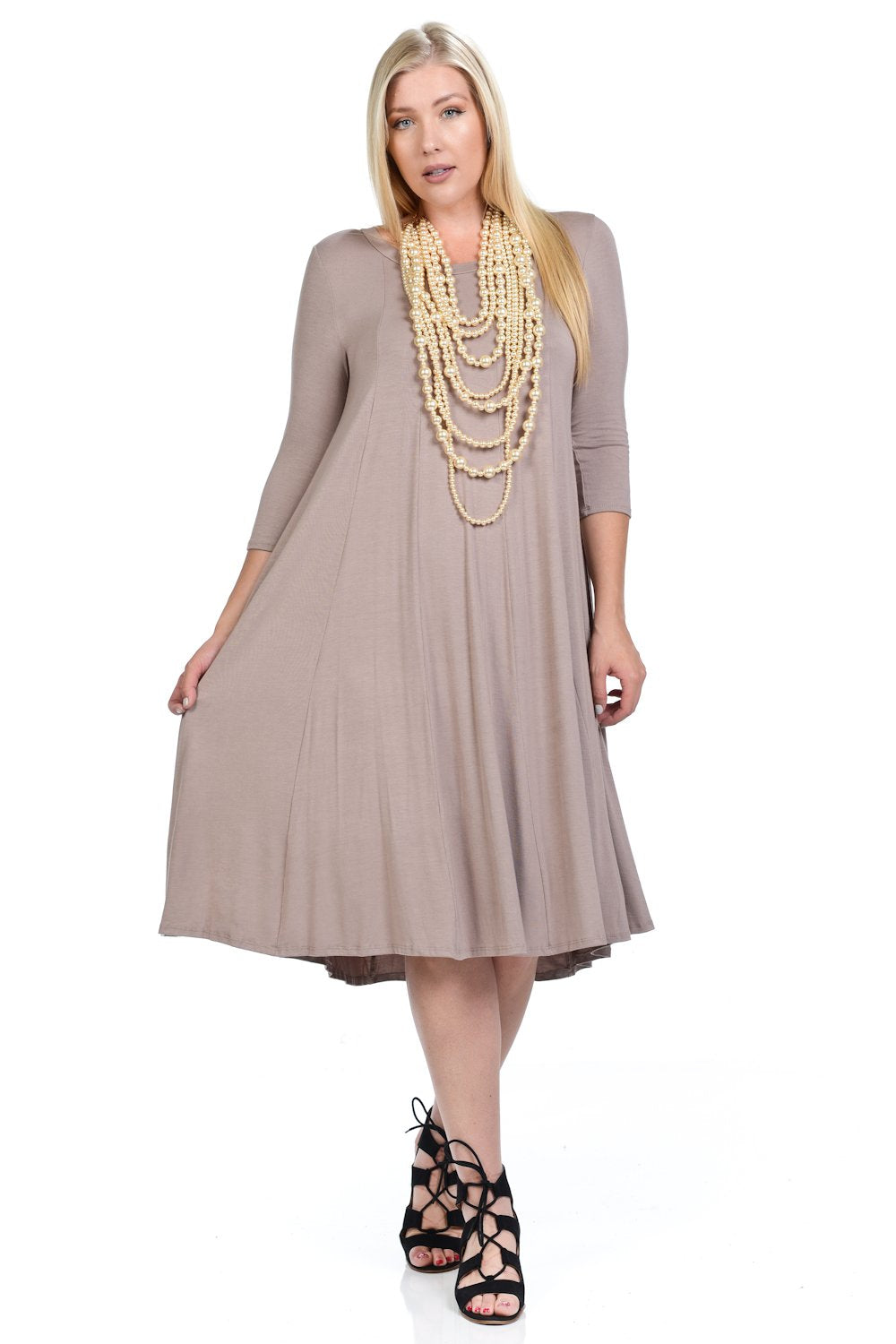 A-Line Trapeze Midi Dress Plus Size