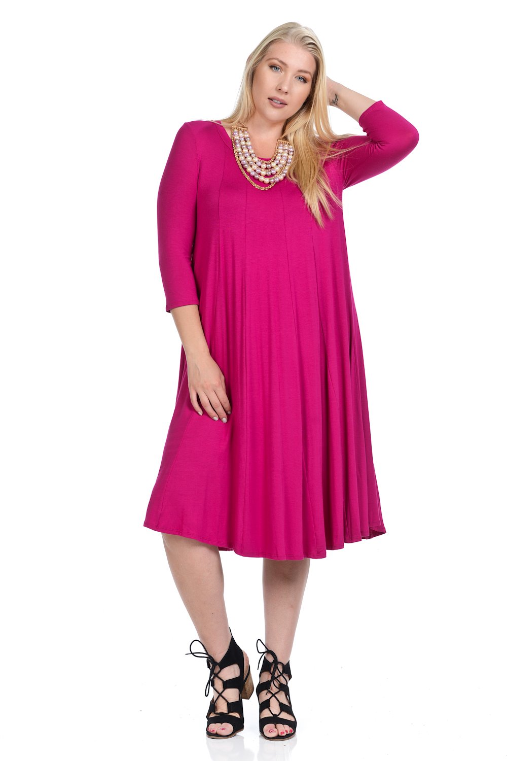 A-Line Trapeze Midi Dress Plus Size