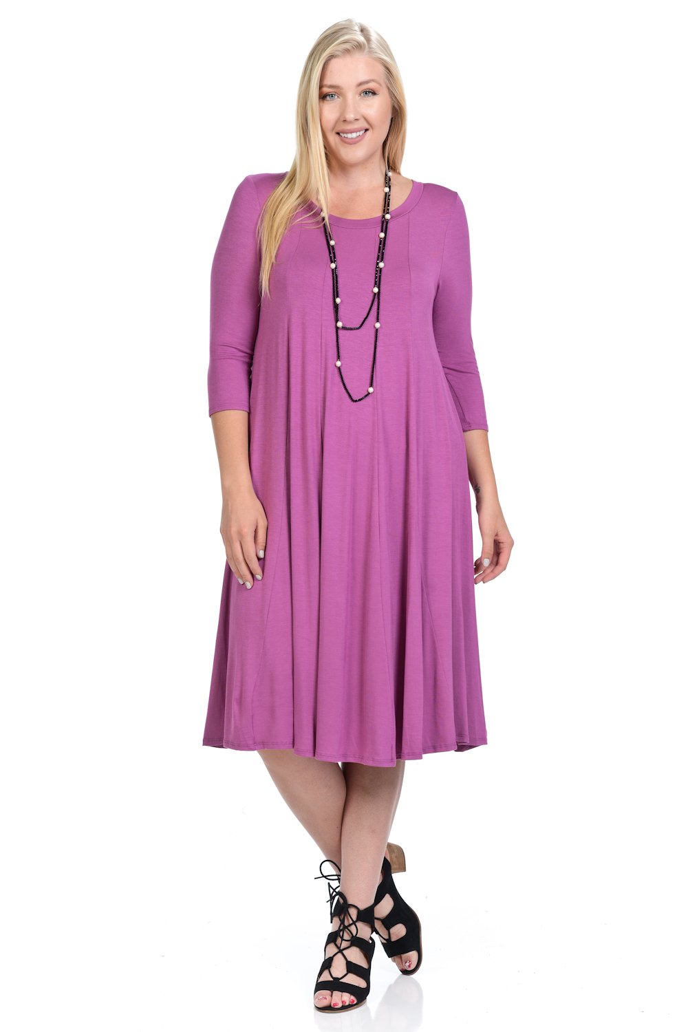 A-Line Trapeze Midi Dress Plus Size