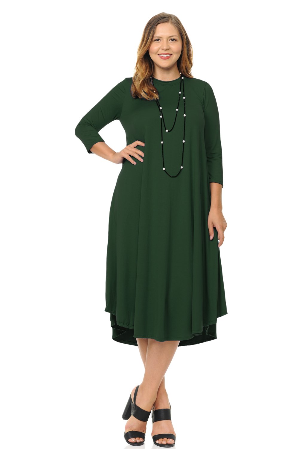 Swing Midi Dress Solid Plus Size