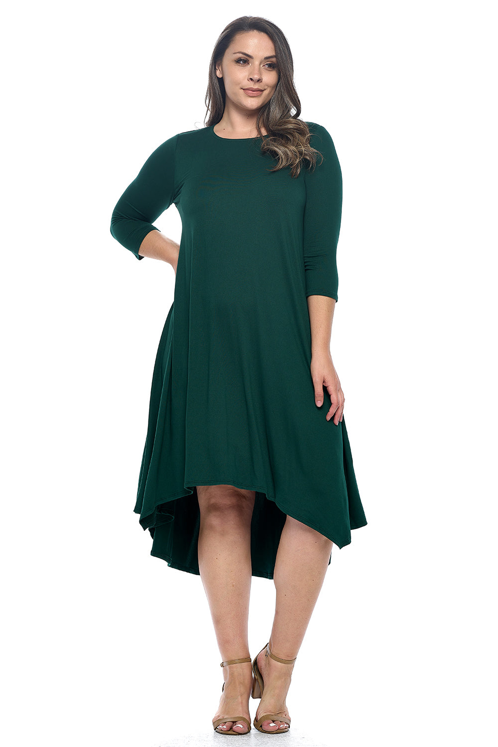 Asymmetric Hem Midi Dress Plus Size