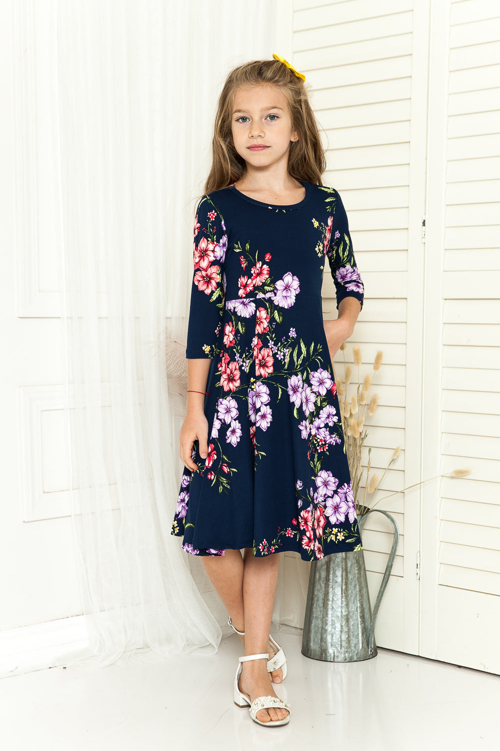 Princess Seam A-Line Dress Floral Pastel by Vivienne Princess Seam A-Line Dress Floral Pastel by Vivienne