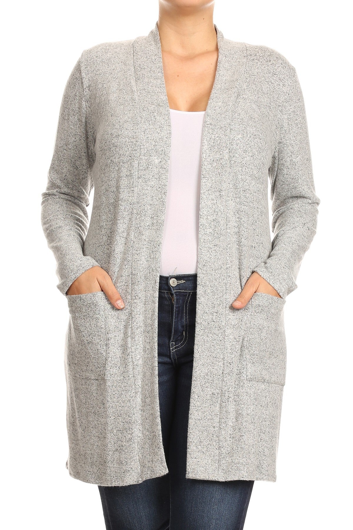 Hacci Open Front Cardigan Plus Size