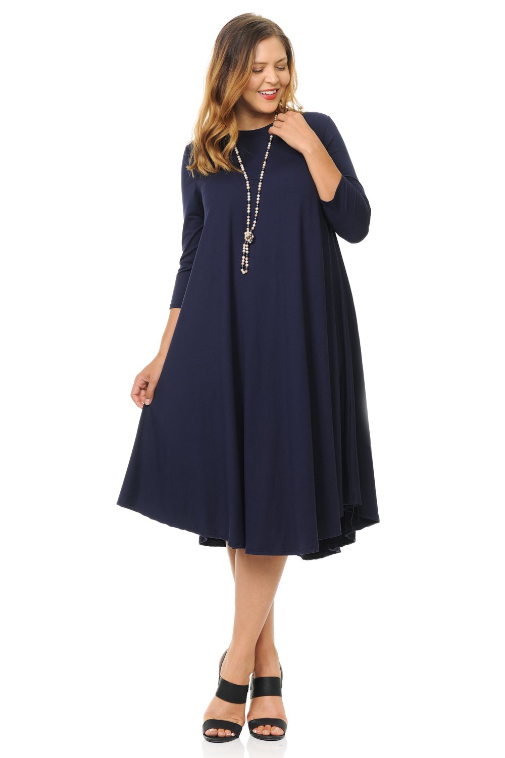 Swing Midi Dress Solid Plus Size