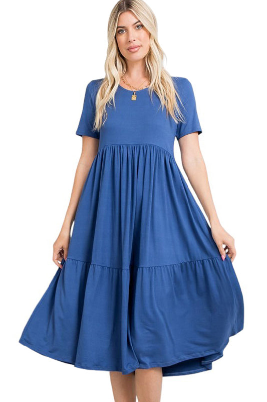 short sleeve babydoll dress Short Sleeve Tiered Babydoll Dress – Pastel by Vivienne