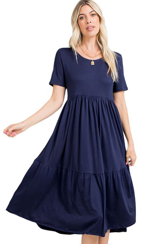 Short Sleeve Tiered Babydoll Dress