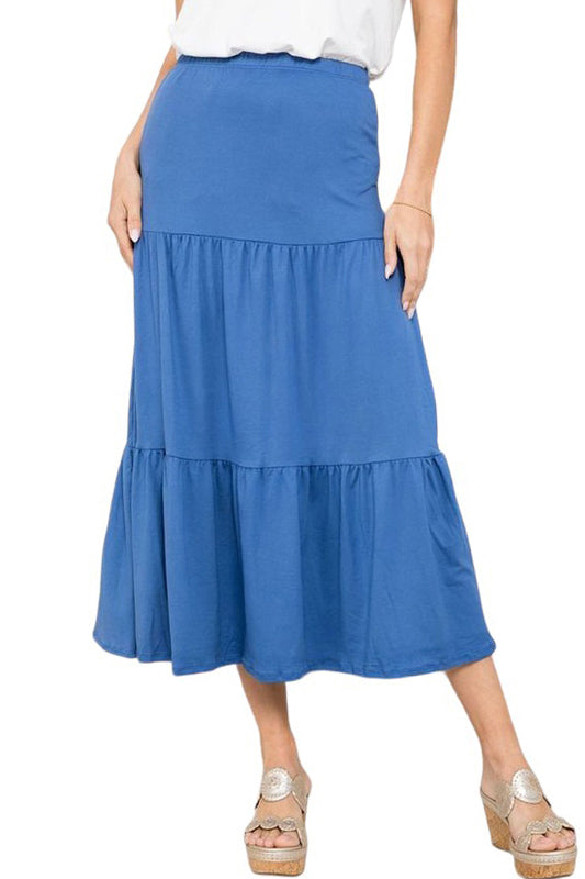 Solid Tiered Maxi Skirt Plus Size