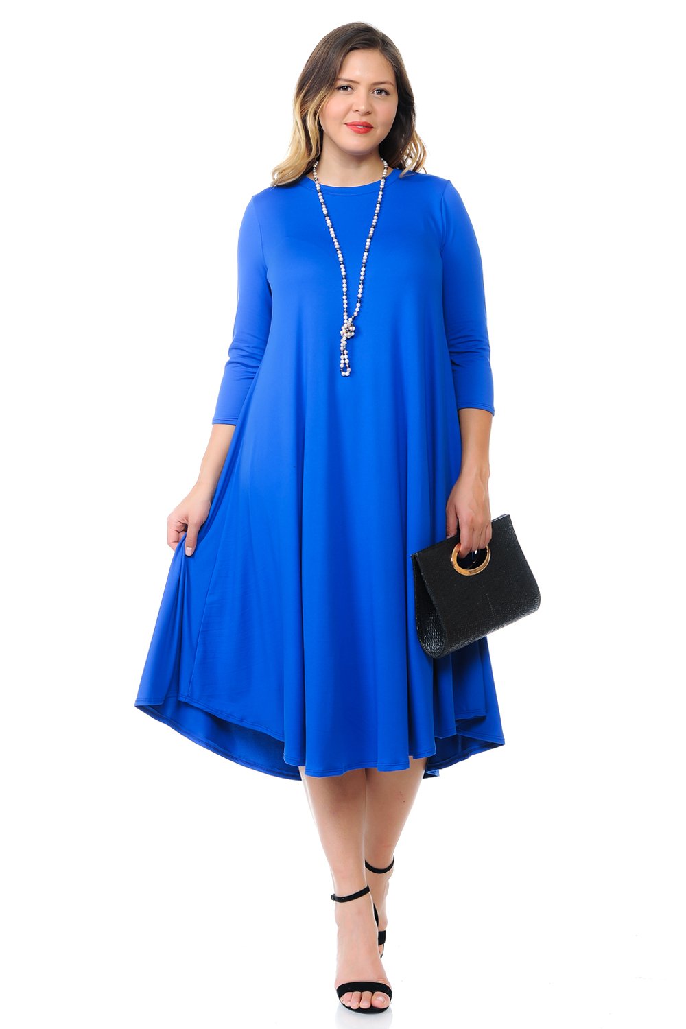 Swing Midi Dress Solid Plus Size