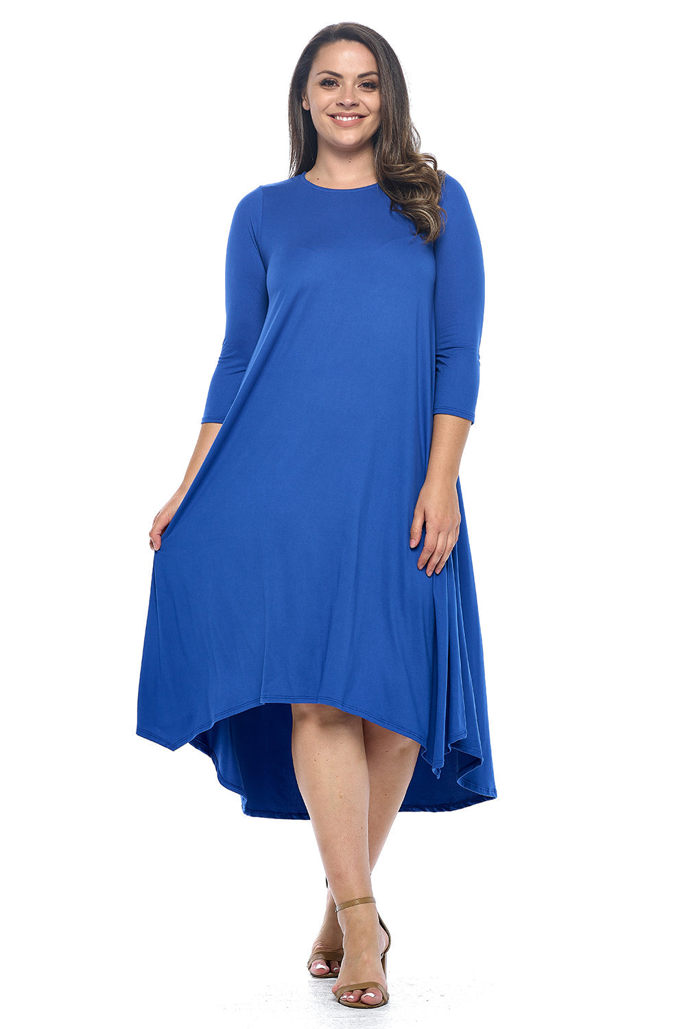 Asymmetric Hem Midi Dress Plus Size Pastel by Vivienne Asymmetric Hem Midi Dress Plus Size Pastel by Vivienne