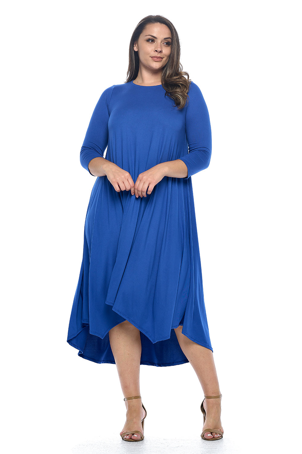 Asymmetric Hem Midi Dress Plus Size