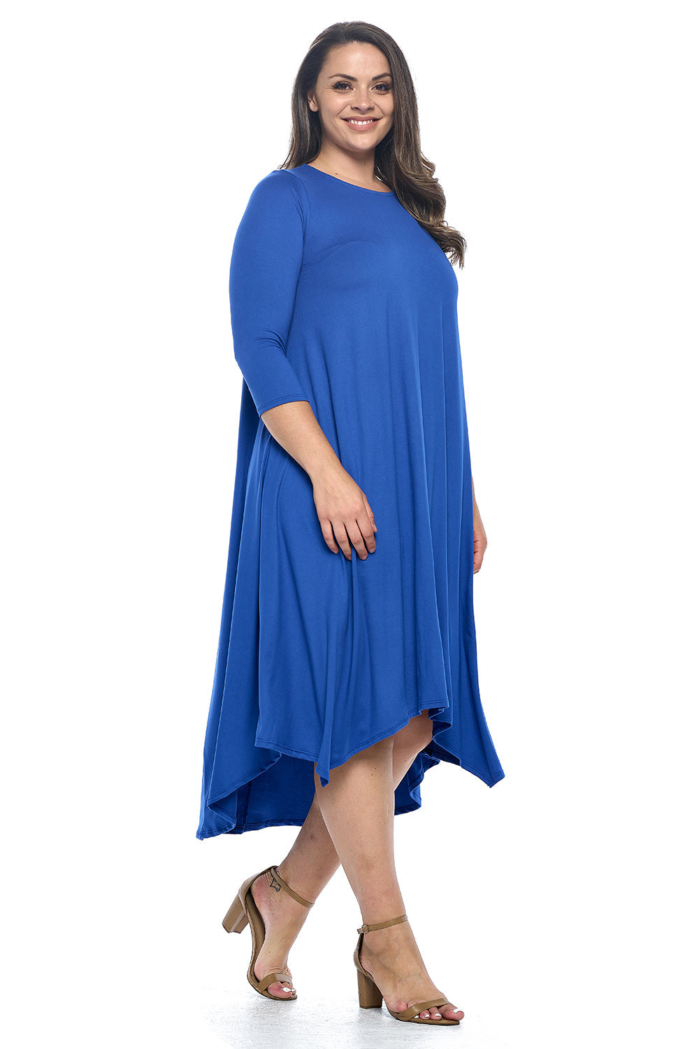 Asymmetric Hem Midi Dress Plus Size