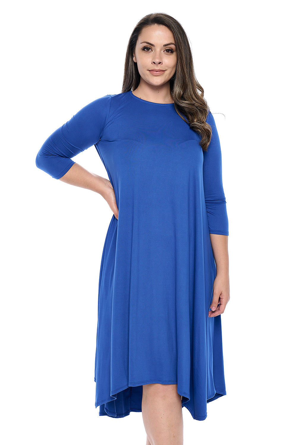 Asymmetric Hem Midi Dress Plus Size