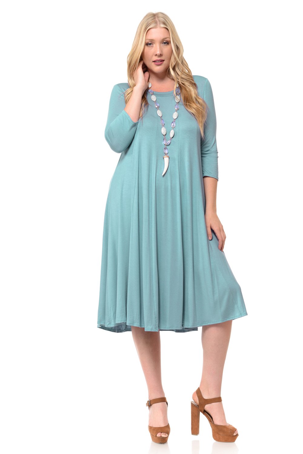 A-Line Trapeze Midi Dress Plus Size