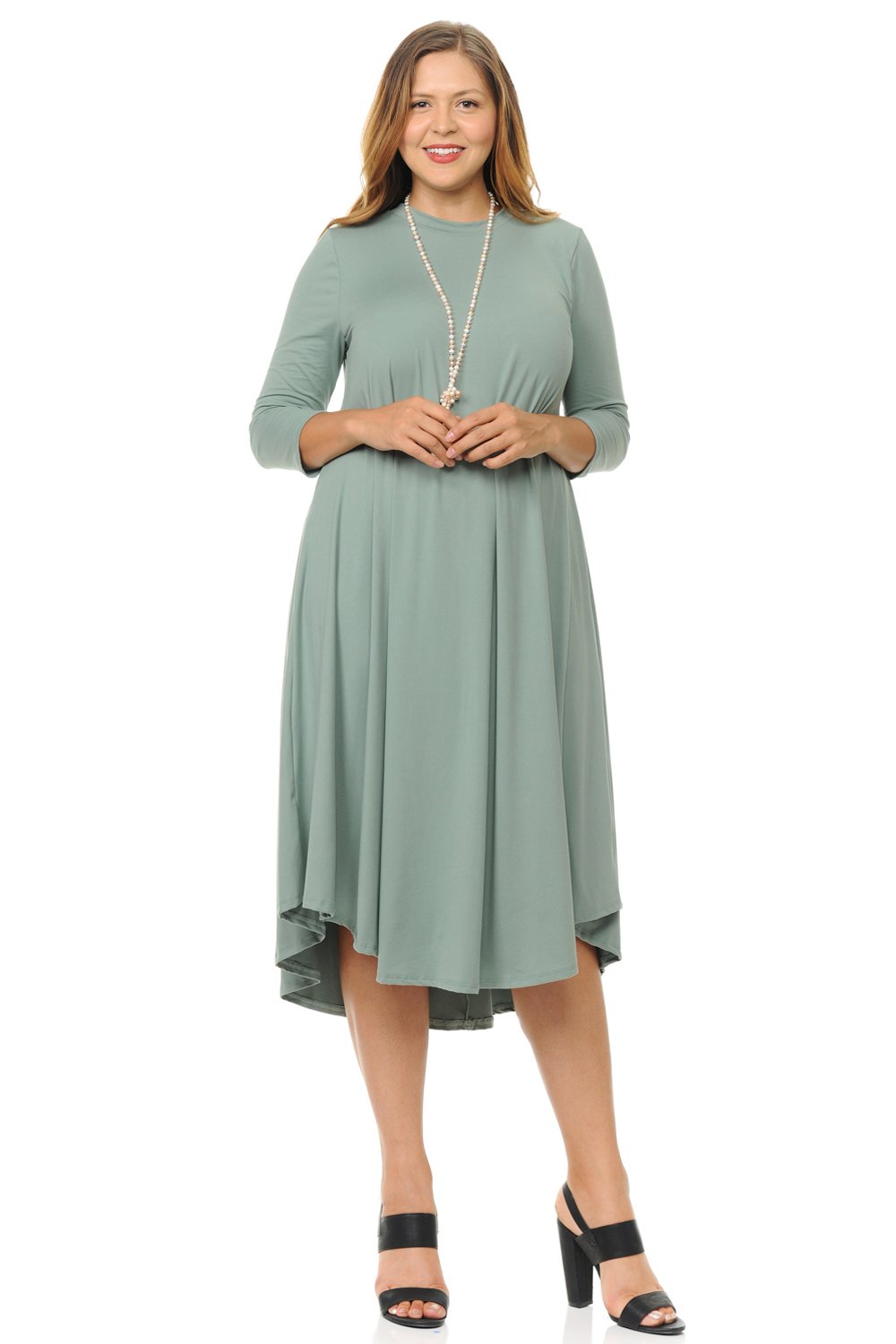 Swing Midi Dress Solid Plus Size