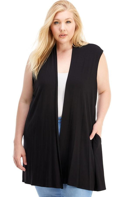 Sleeveless Cardigan Plus Size