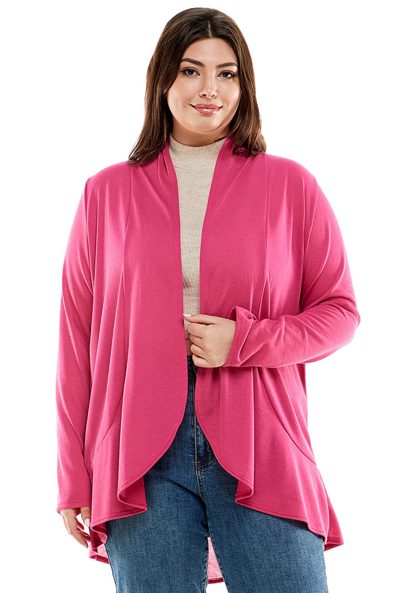 Open Front Cardigan with Ruffle Detail Plus Size