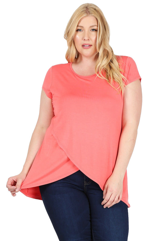 Short Sleeve Tulip Hem Top Plus Size