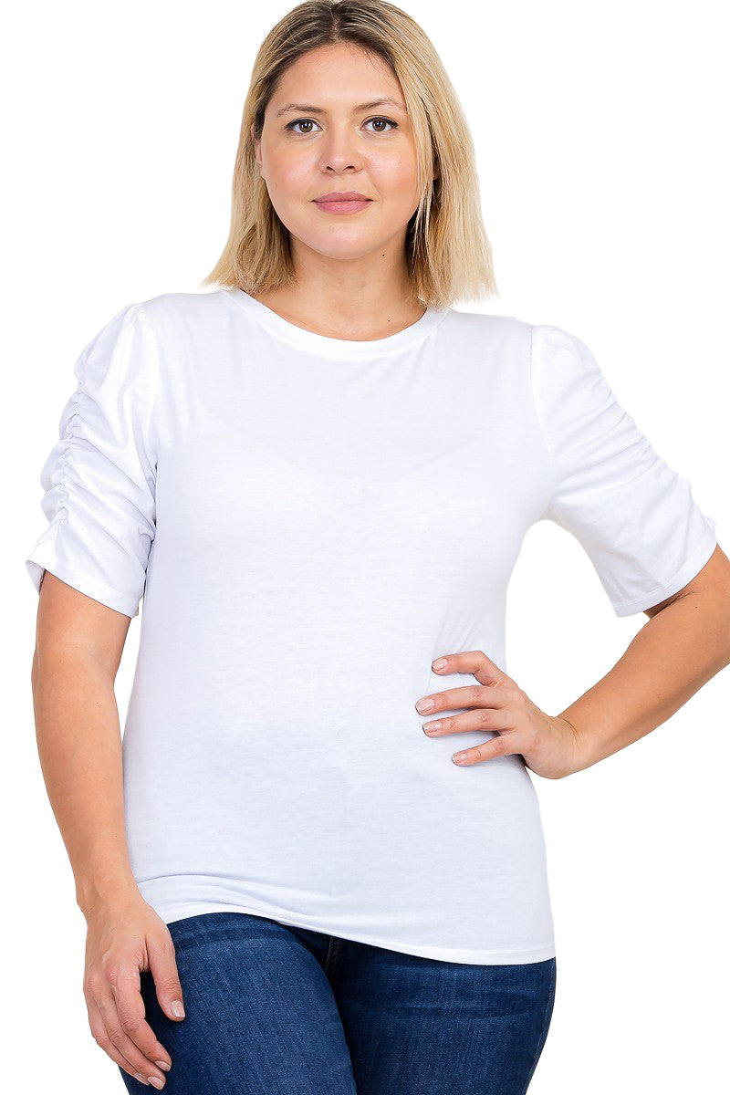 Ruched Sleeve Top Plus Size