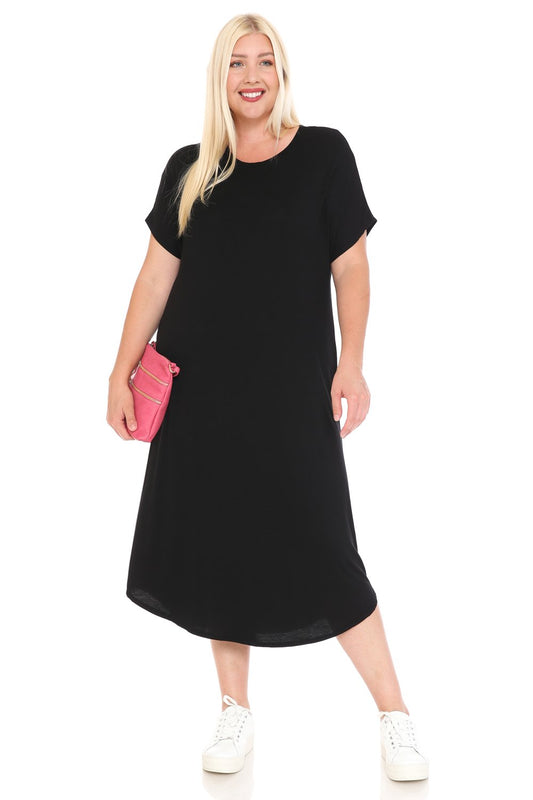 Dolman Sleeve Midi Dress Plus Size