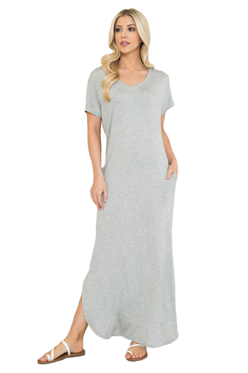 Short Sleeve Maxi Dress with Pockets