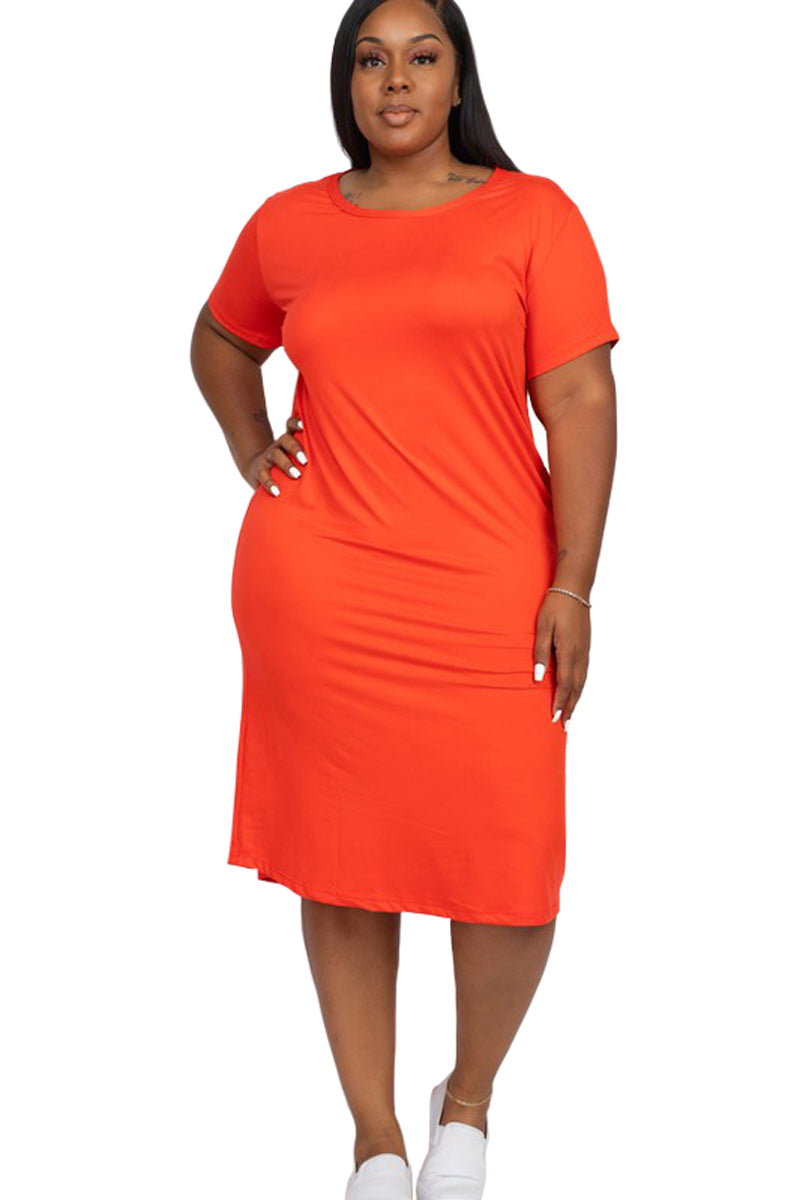 Short Sleeve T-Shirt Dress Plus Size
