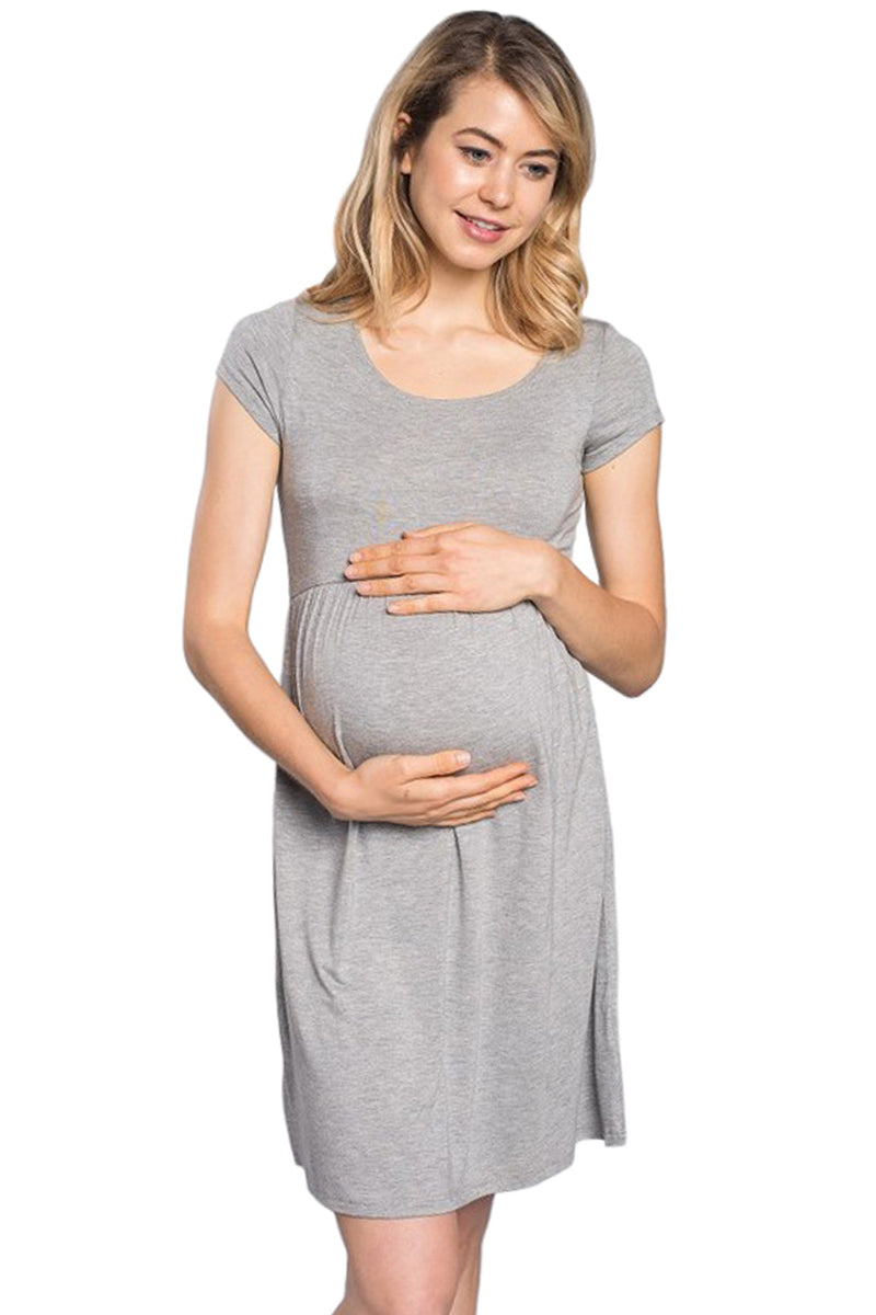 Solid Empire Waist Maternity Dress Pastel by Vivienne Solid Empire Waist Maternity Dress Pastel by Vivienne